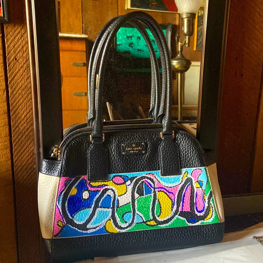 Hand painted custom Kate spade purse leather